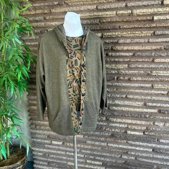 BETS by Canvasbacks Vintage 80s Hooded Jacket and Geometric Print Top Large - Picture 10 of 10